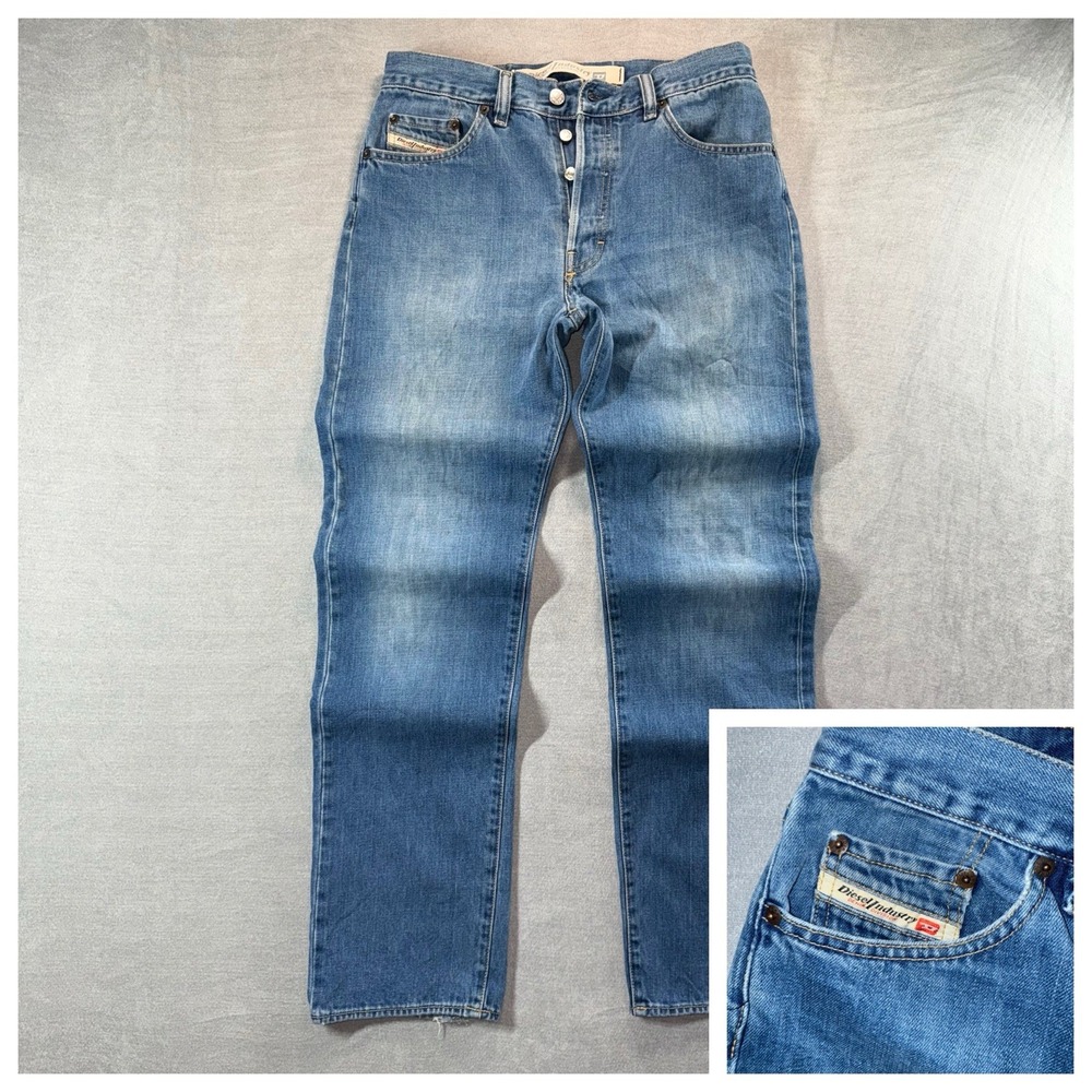 Diesel Jeans Men 30x32 Blue Keetar‎ Straight Leg Medium Wash Fade Italy Denim